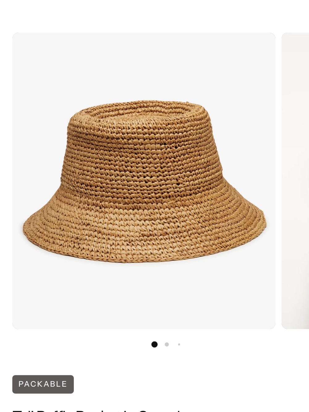 Packable Woven Straw Bucket Hat - Natural Tan